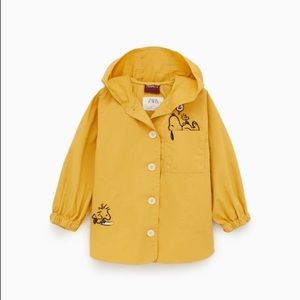 Zara girls golden yellow Snoopy parka